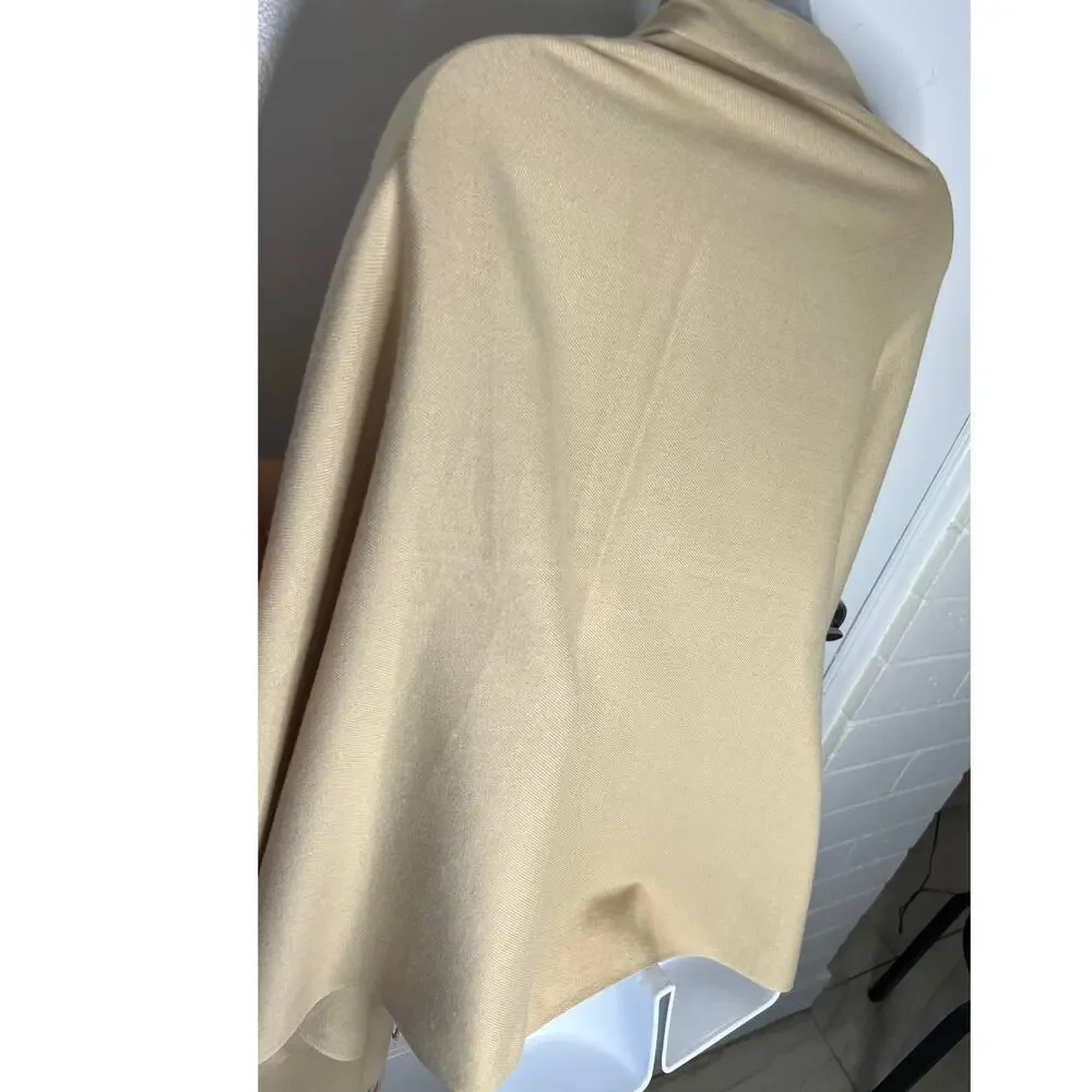 Reemonde Cashmere Blend Thin Knit Fringe Scarf Wrap Shawl Beige ~ 82